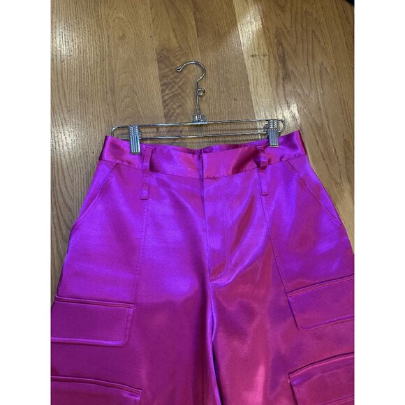 FRAME Magenta Cargo Pants Size 4 – High Rise Utility Trouser Trendy Statement Pa - Picture 6 of 13